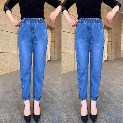 LEONORA / BESTICKTE ELASTISCHE JEANS